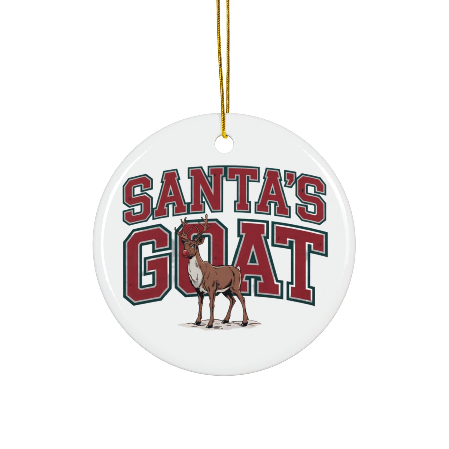 Santas GOAT Christmas Ceramic round gift Ornamanet
