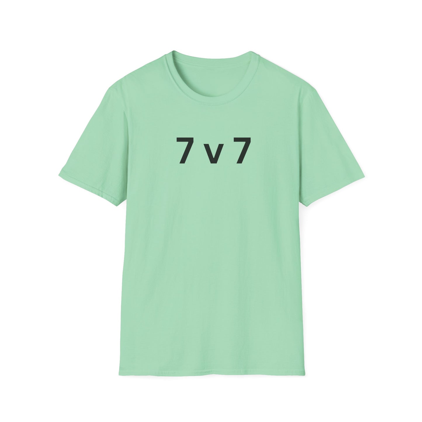 7 v 7 ultimate frisbee mint shirt with caption 7 v 7