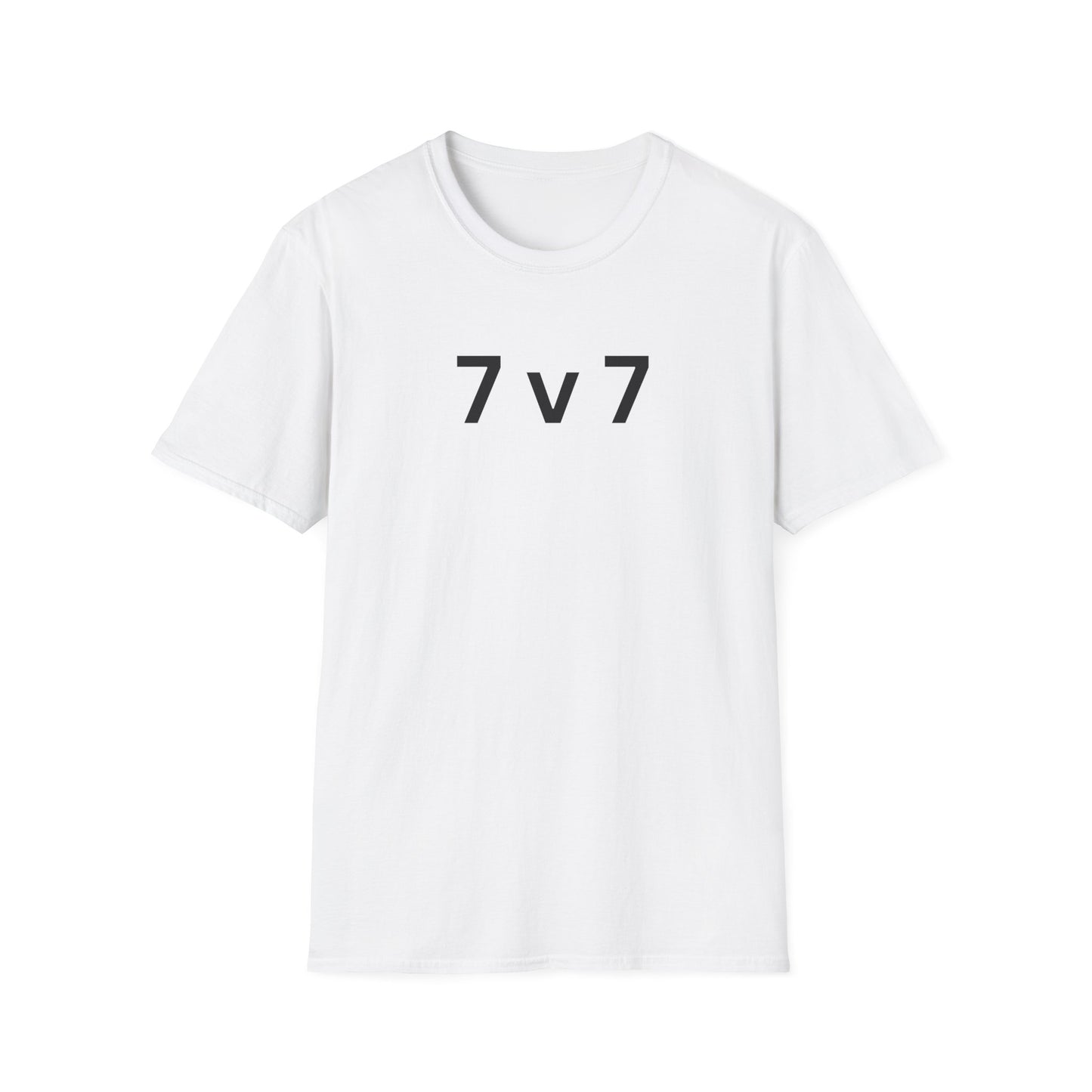 7 v 7 ultimate frisbee shirt with caption 7 v 7 white