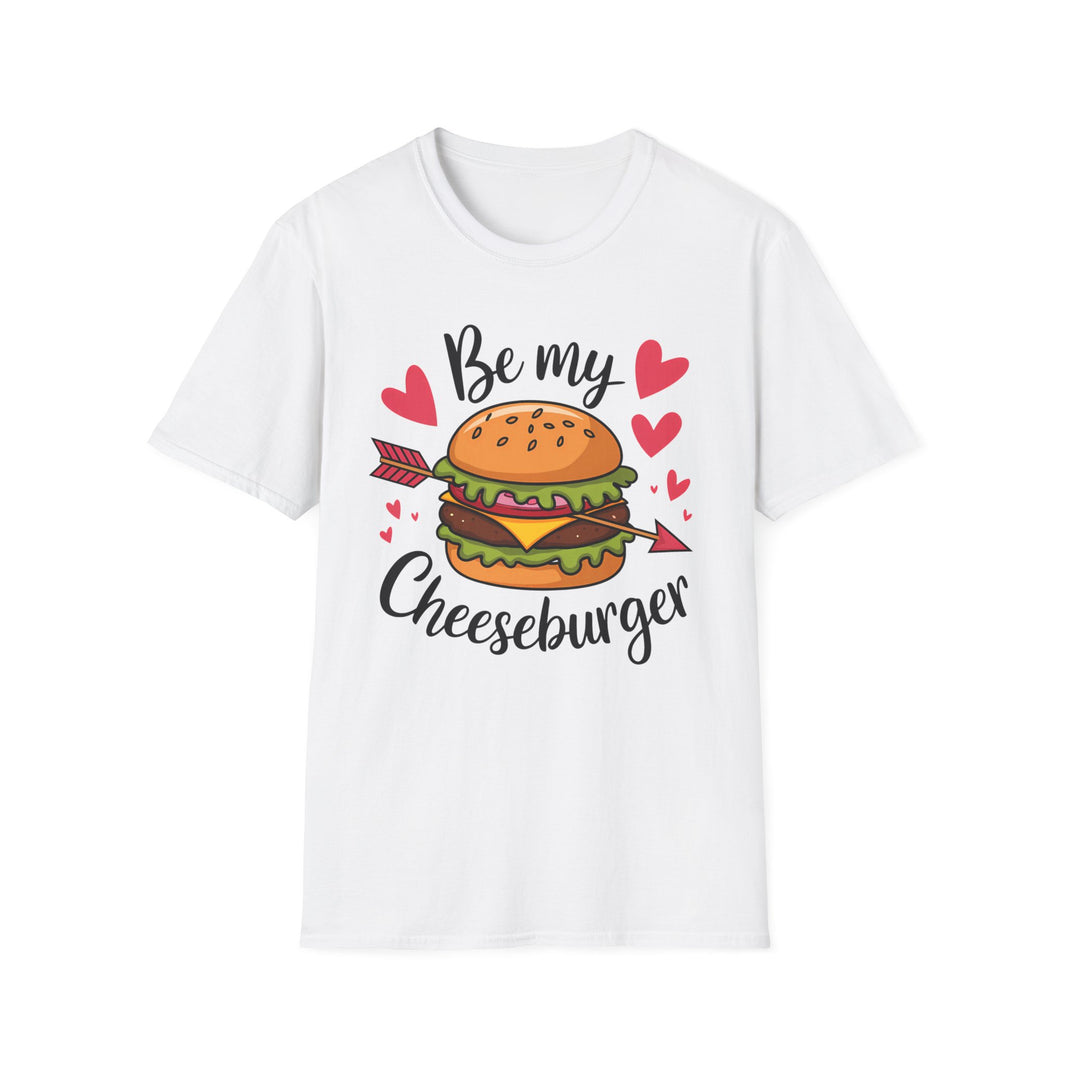 Be My chesseburger Valentine shirt featuring cheeseburger with an arrow