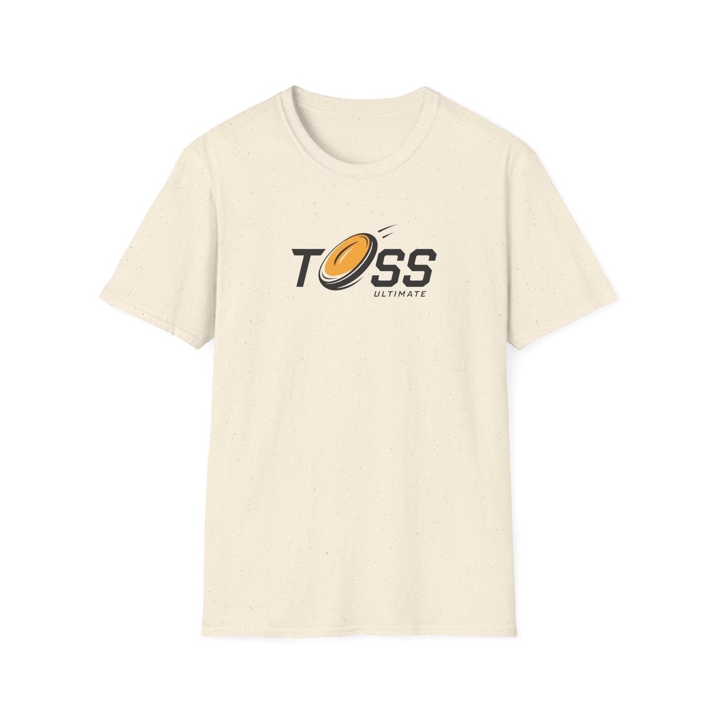 Toss Ultimate Frisbee Company tan Shirt featuring flying frisbee in logo