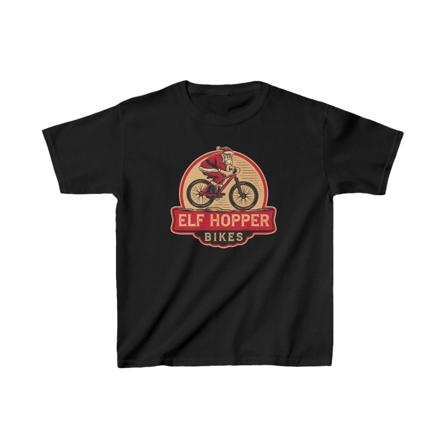 Elf Hopper Bikes Kids Holiday T-Shirt|Santa Mountain Biker|Funny Kid Bike Shirt|Mountain Bike Lover|Favorite Bike Shirt