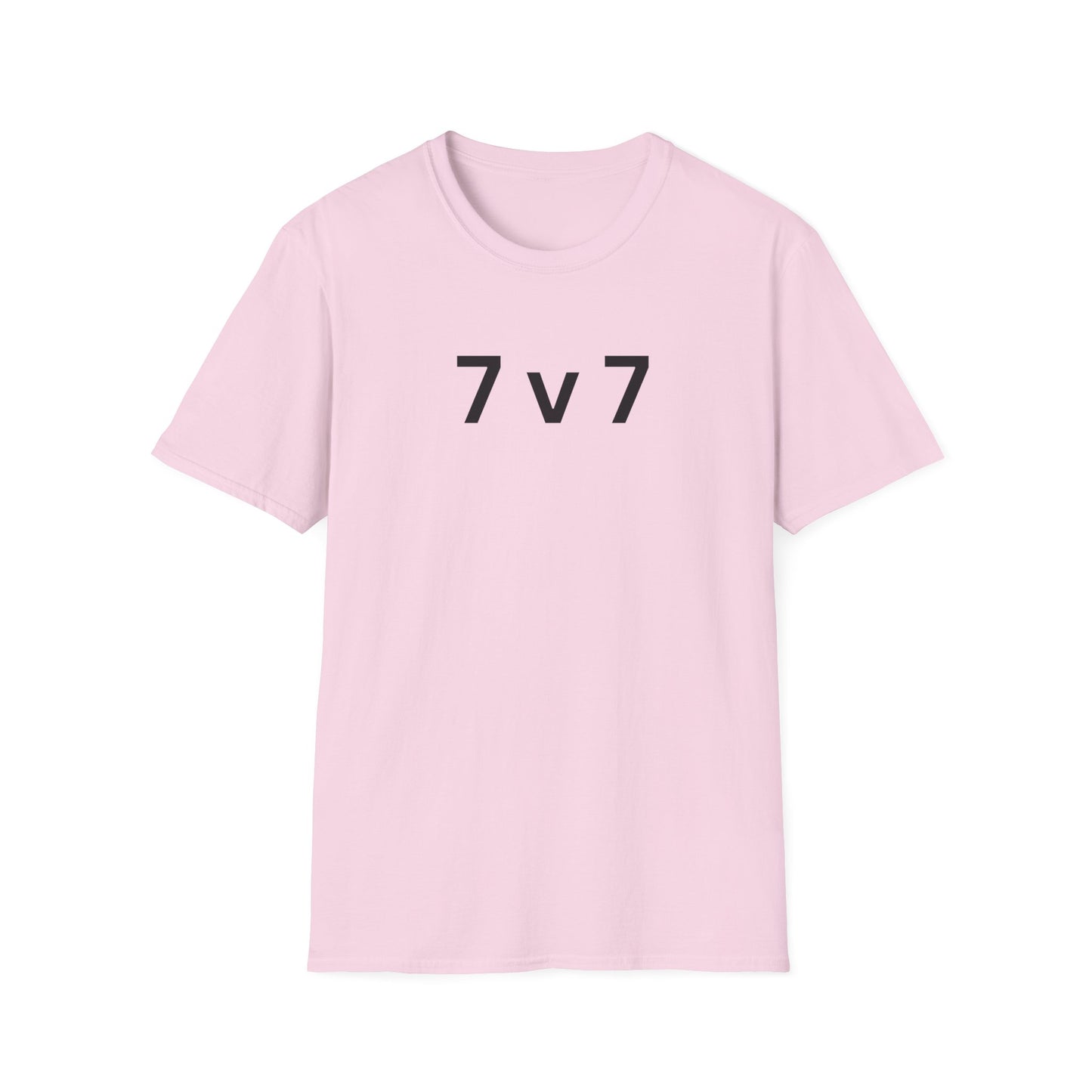 7 v 7 ultimate frisbee pink shirt with caption 7 v 7