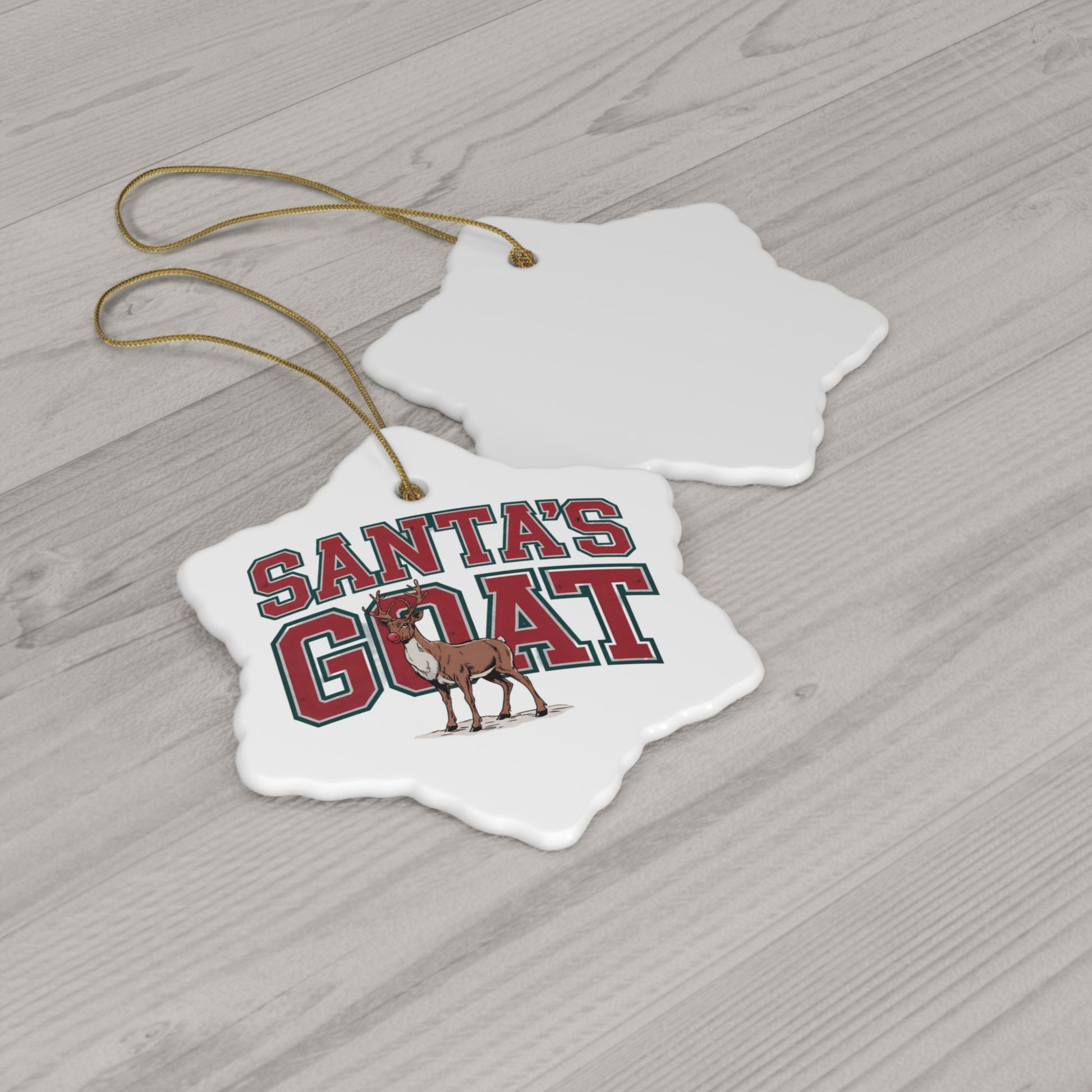 Santas GOAT Christmas Ceramic Star Ornamanet  Rudolph star gift