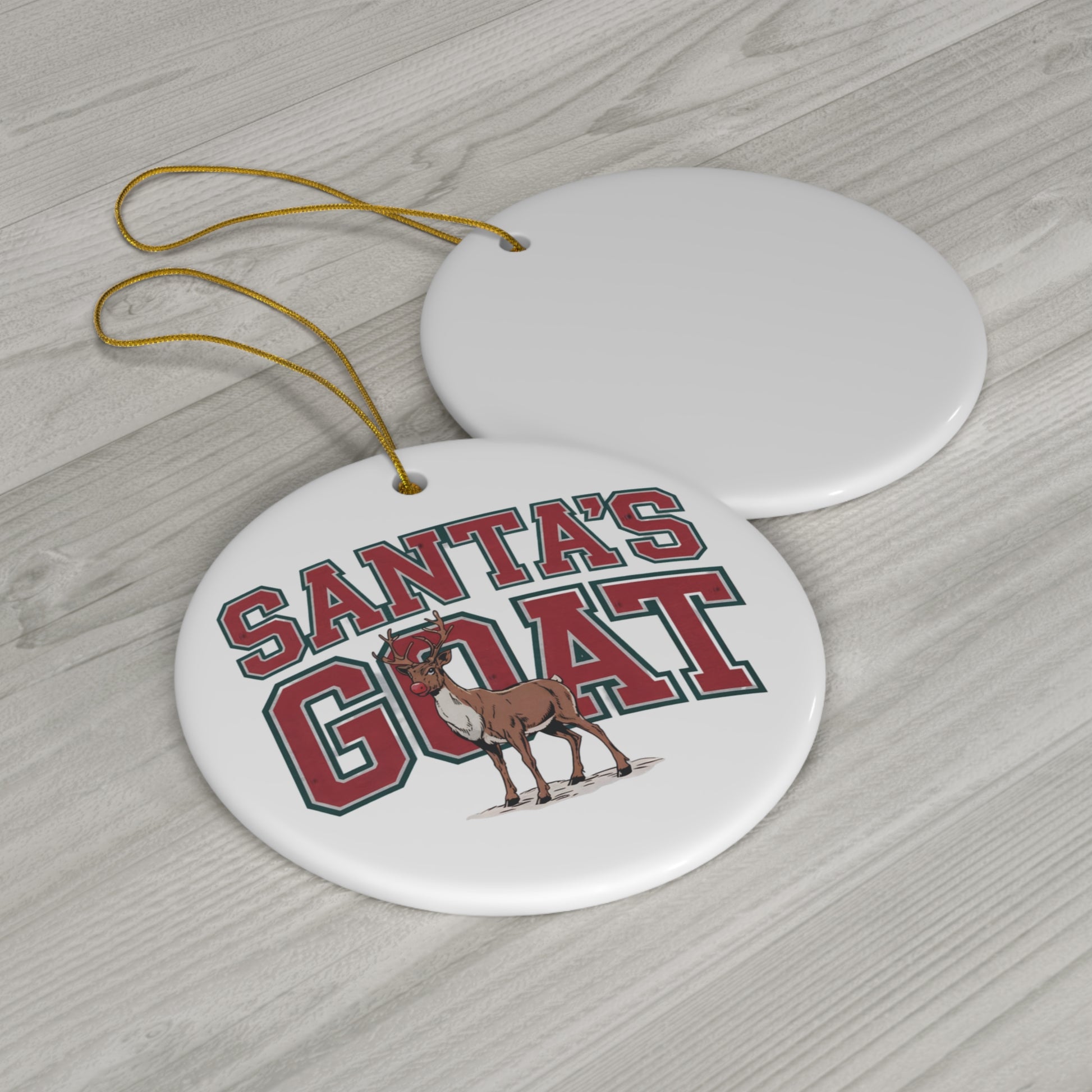 Rudolph Red Nosed Reindeer Santas GOAT Christmas Ceramic Star Ornamanet