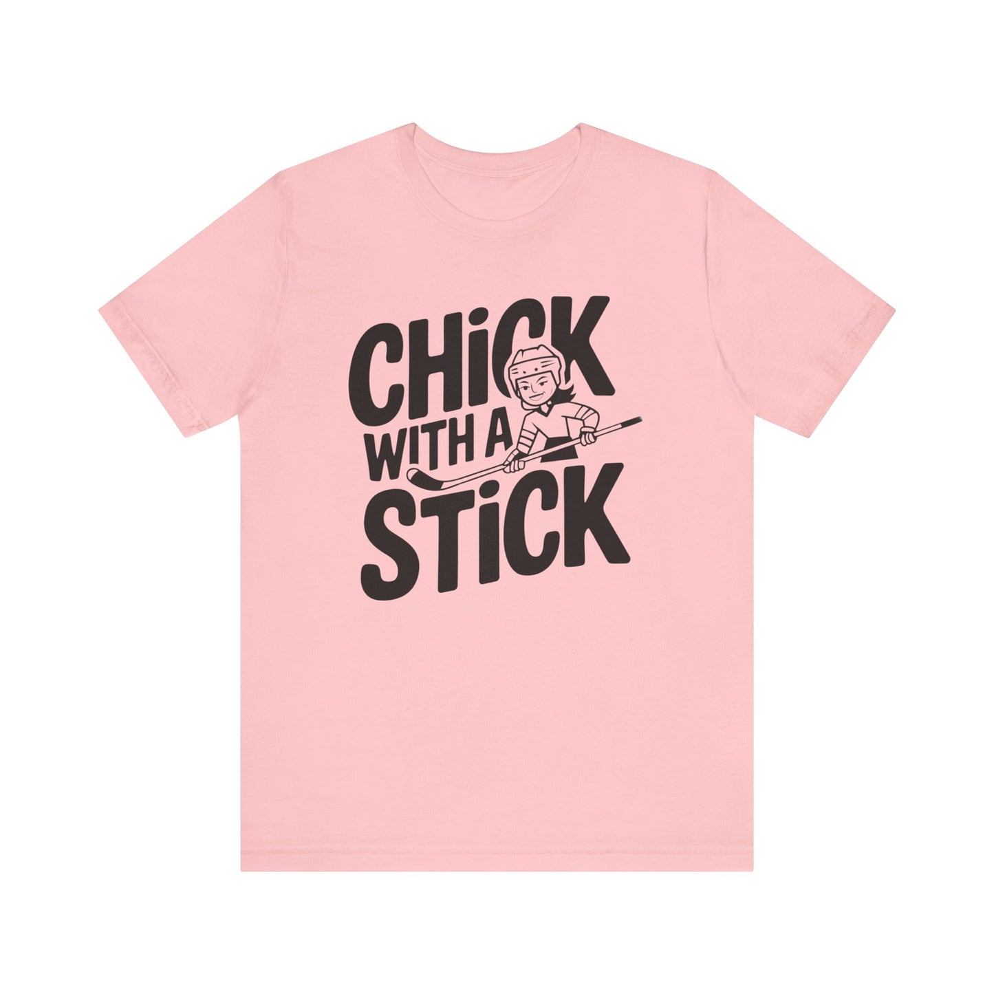 chick with a stick featuring girl sporting a hockey stick