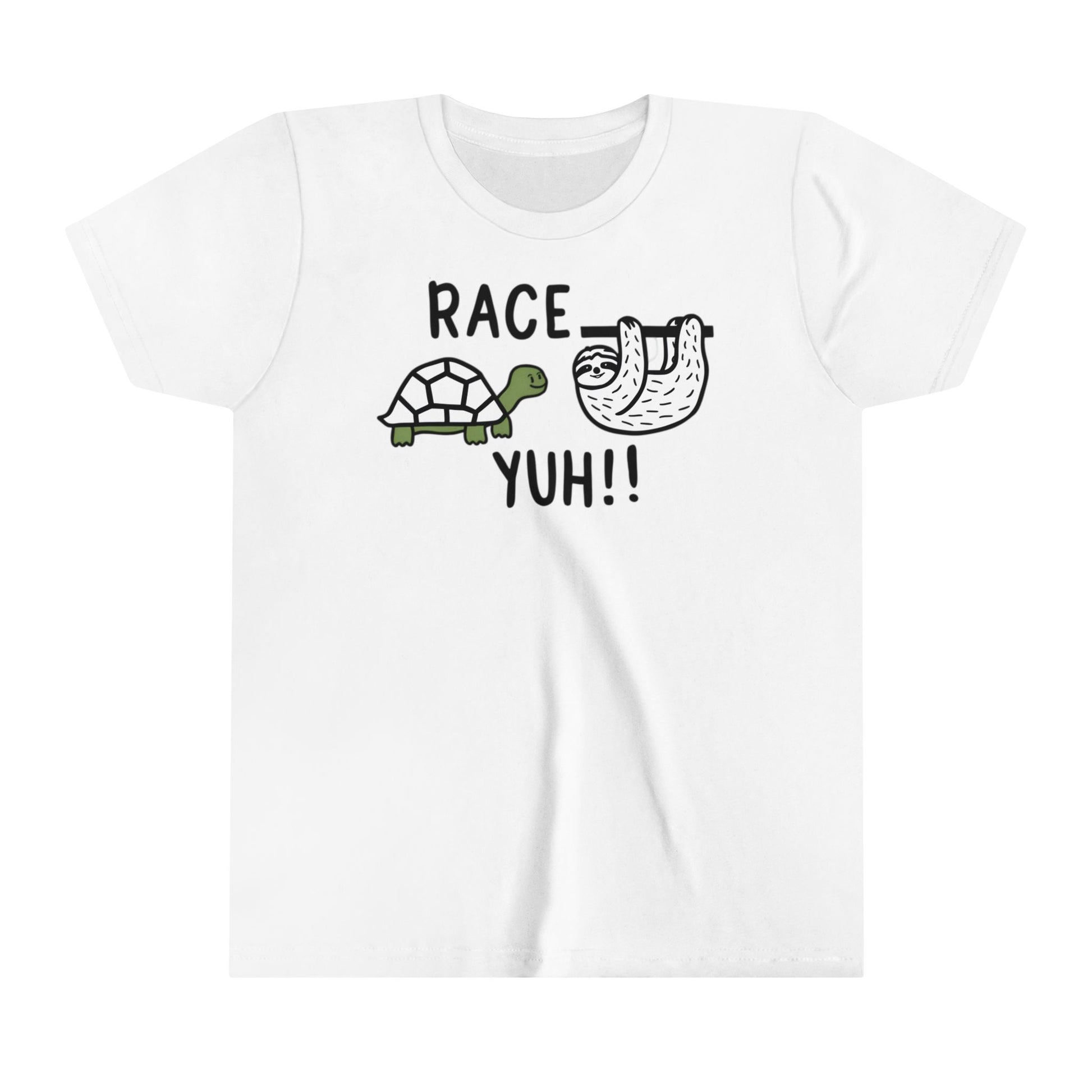A turtle greets a sloth challenging him to a race