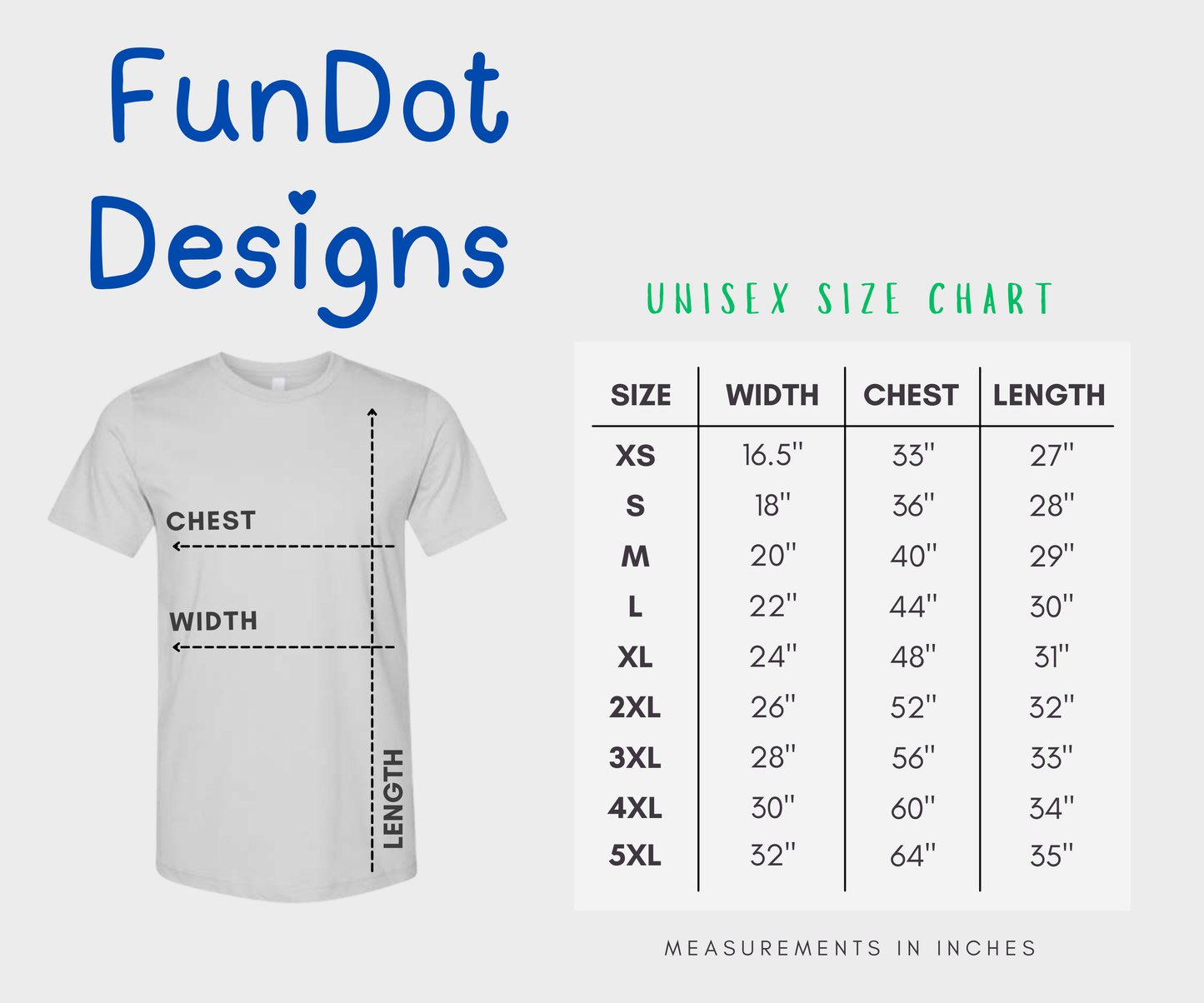 fun dot size chart