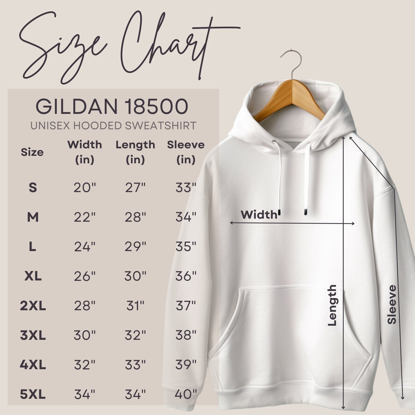 size chart of size small-5xl