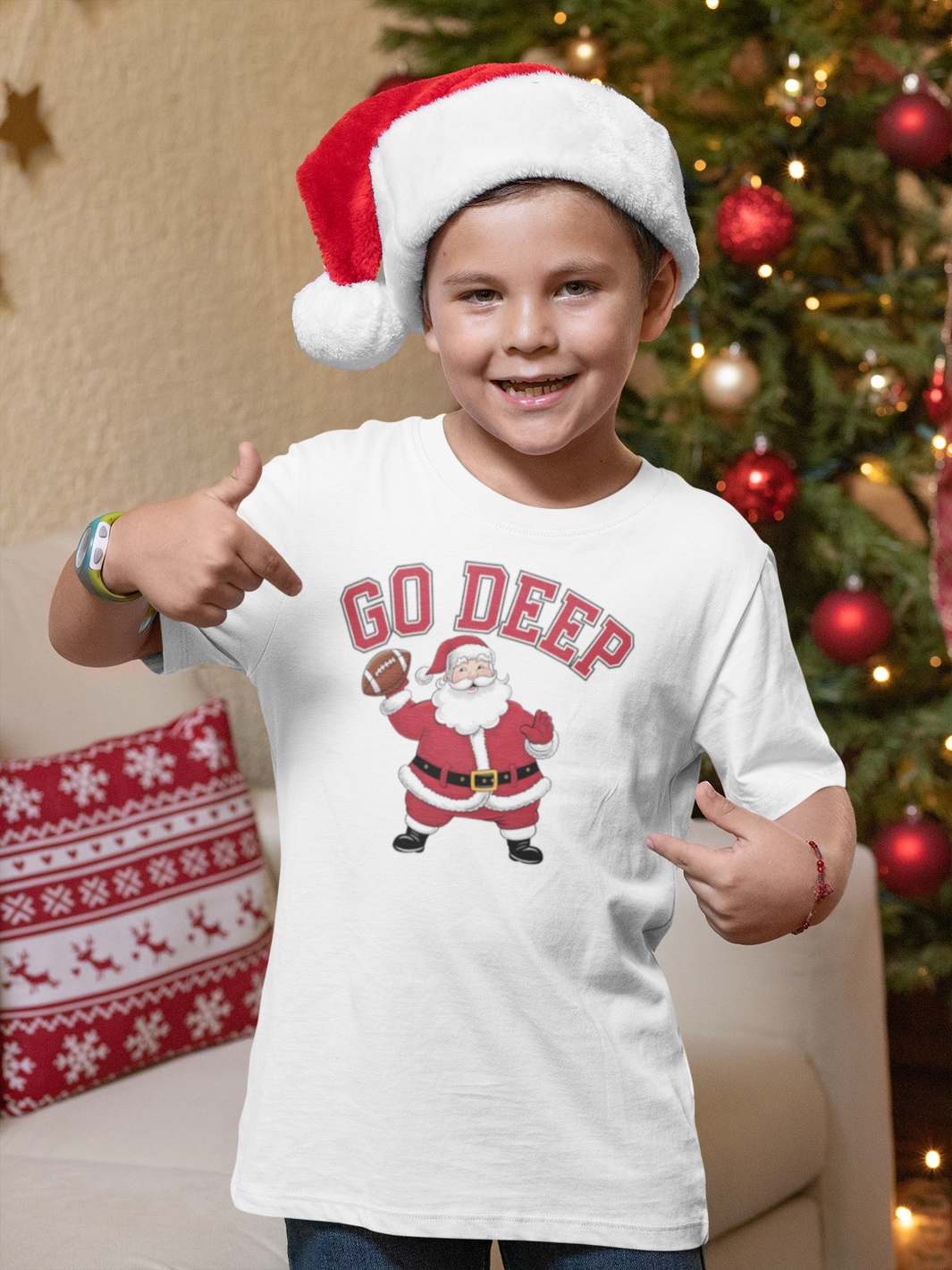 go deep kids football shirt