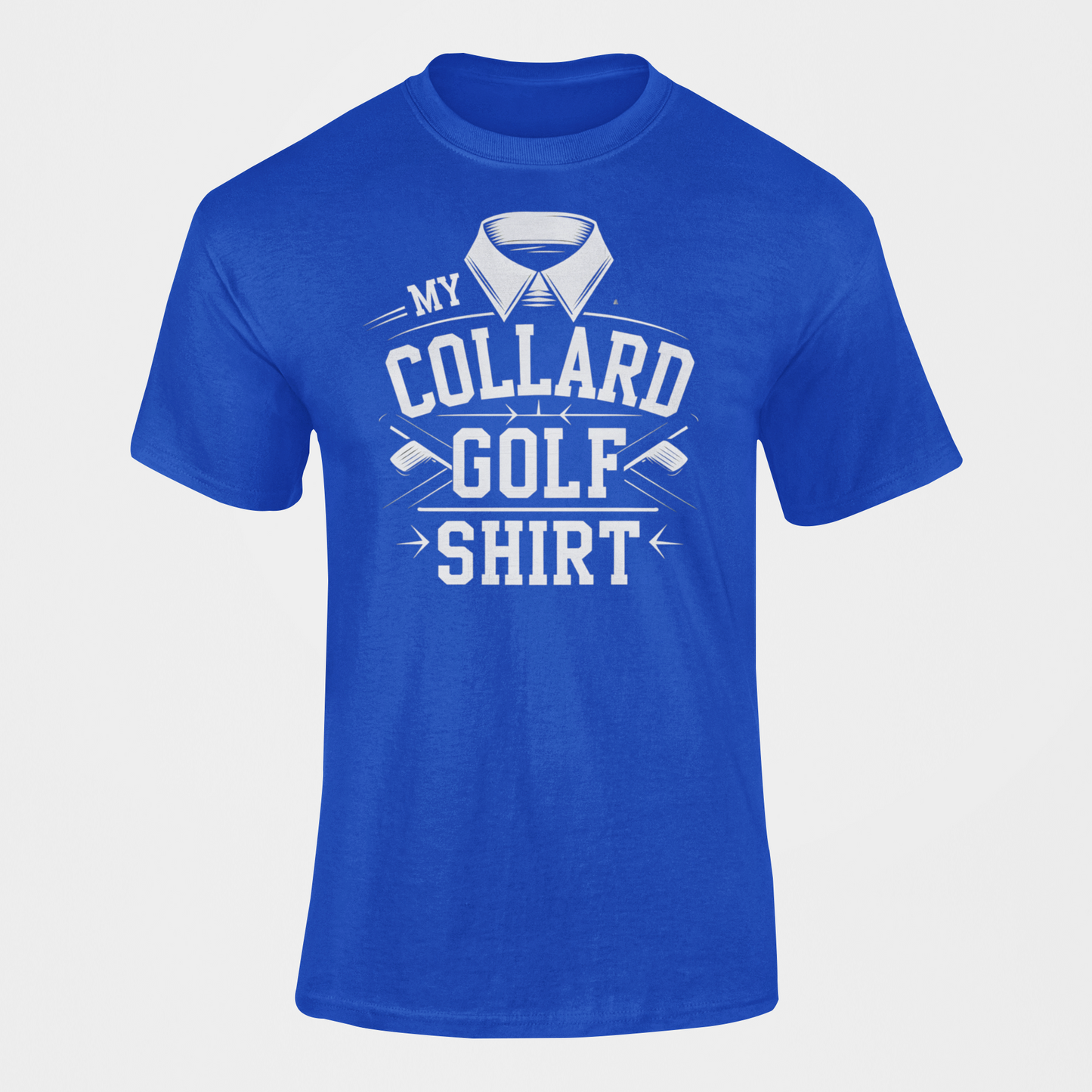a funny golf t-shirt with the caption My Collard Golf Shirt with fun golf clubs