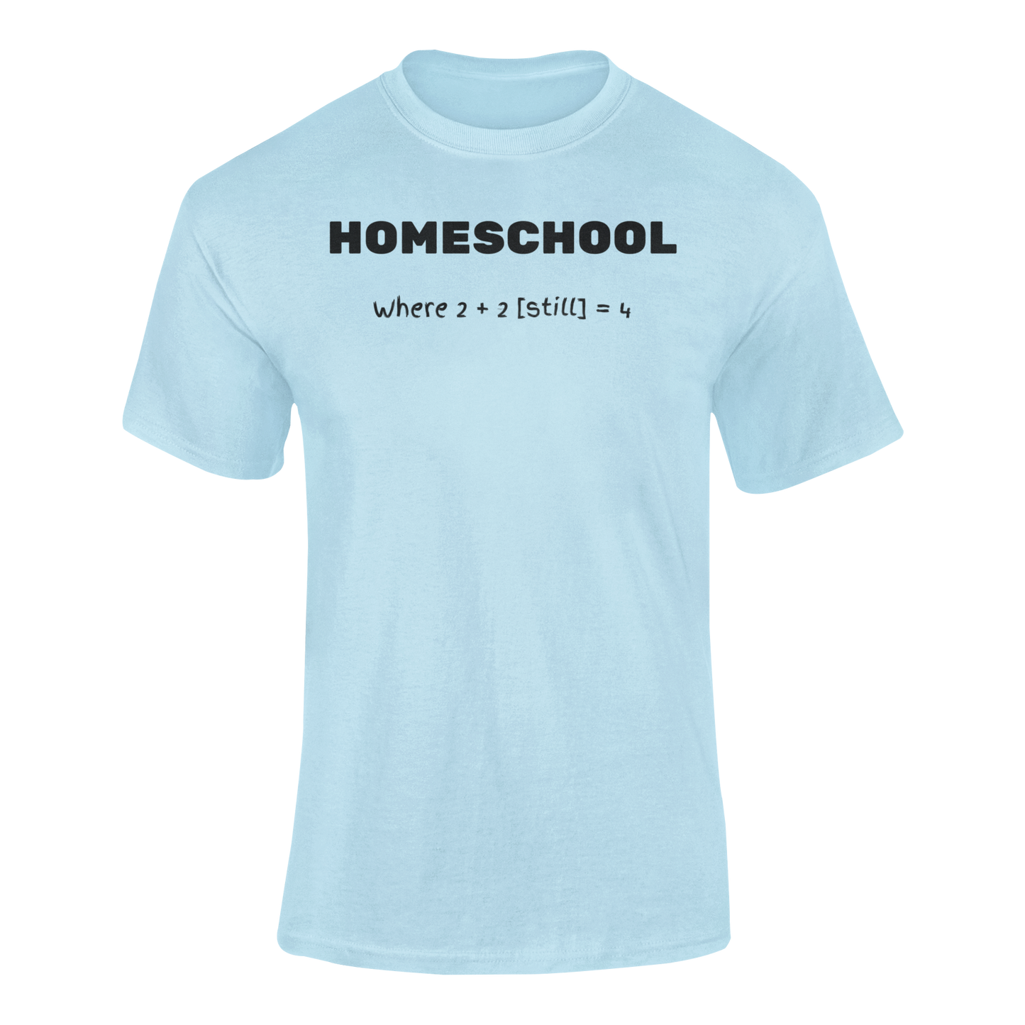 a aqua shirt with logo Homeschool Where 2 + 2 {still} = 4