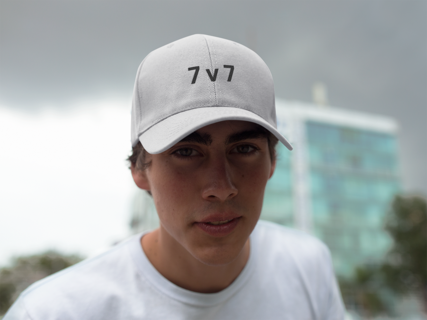 7 v 7 ultimate frisbee hat with caption 7 v 7
