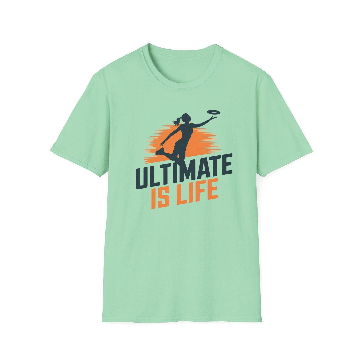 frisbee shirt gift ultimate is life featuring a female frisbee player diving to disc