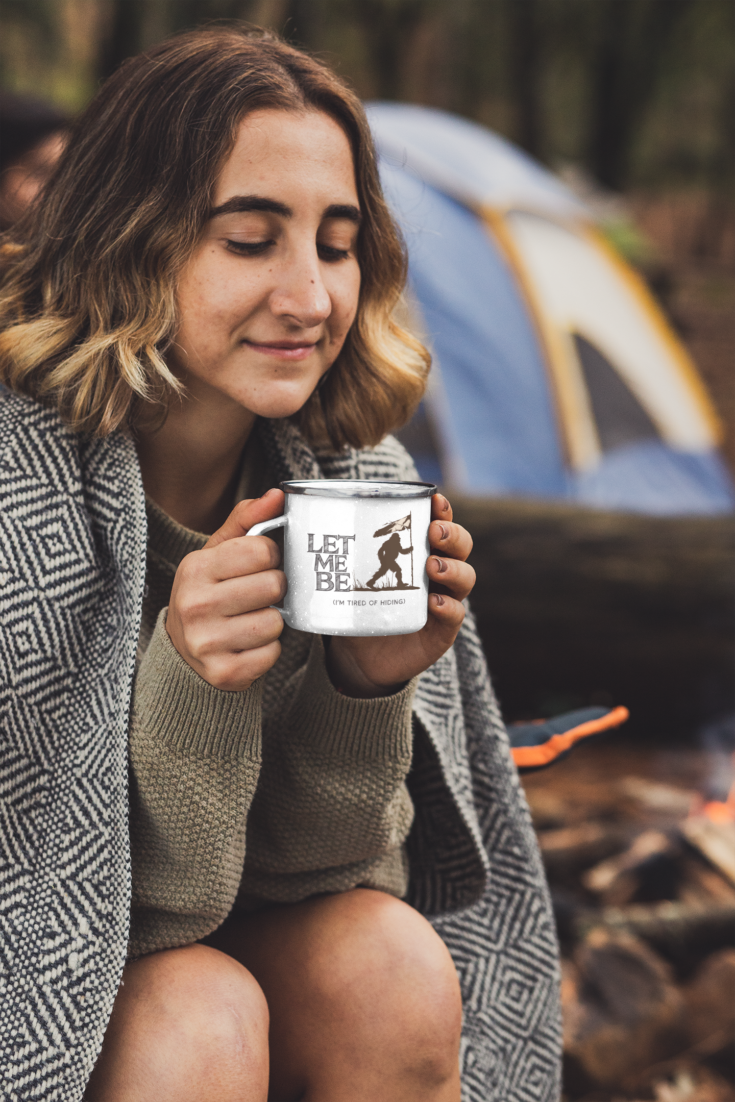 Let Me Be I'm Tired Of Hiding Bigfoot Enamel Camp Cup)|Bigfoot Fans|Favorite Bigfoot Gift|Best Bigfoot Gifter