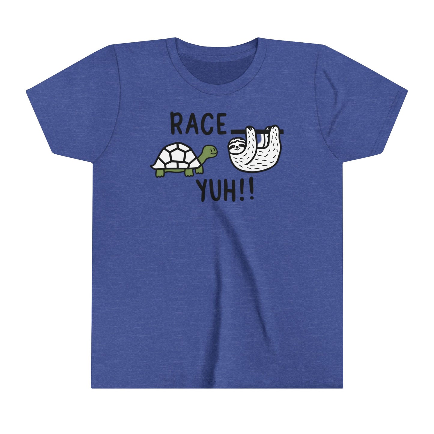 A turtle greets a sloth challenging him to a race