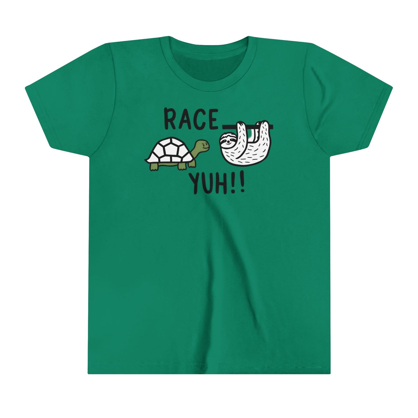 A turtle greets a sloth challenging him to a race