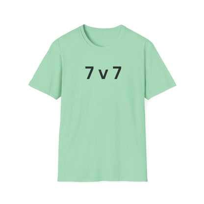 7 v 7 ultimate frisbee mint shirt with caption 7 v 7 
