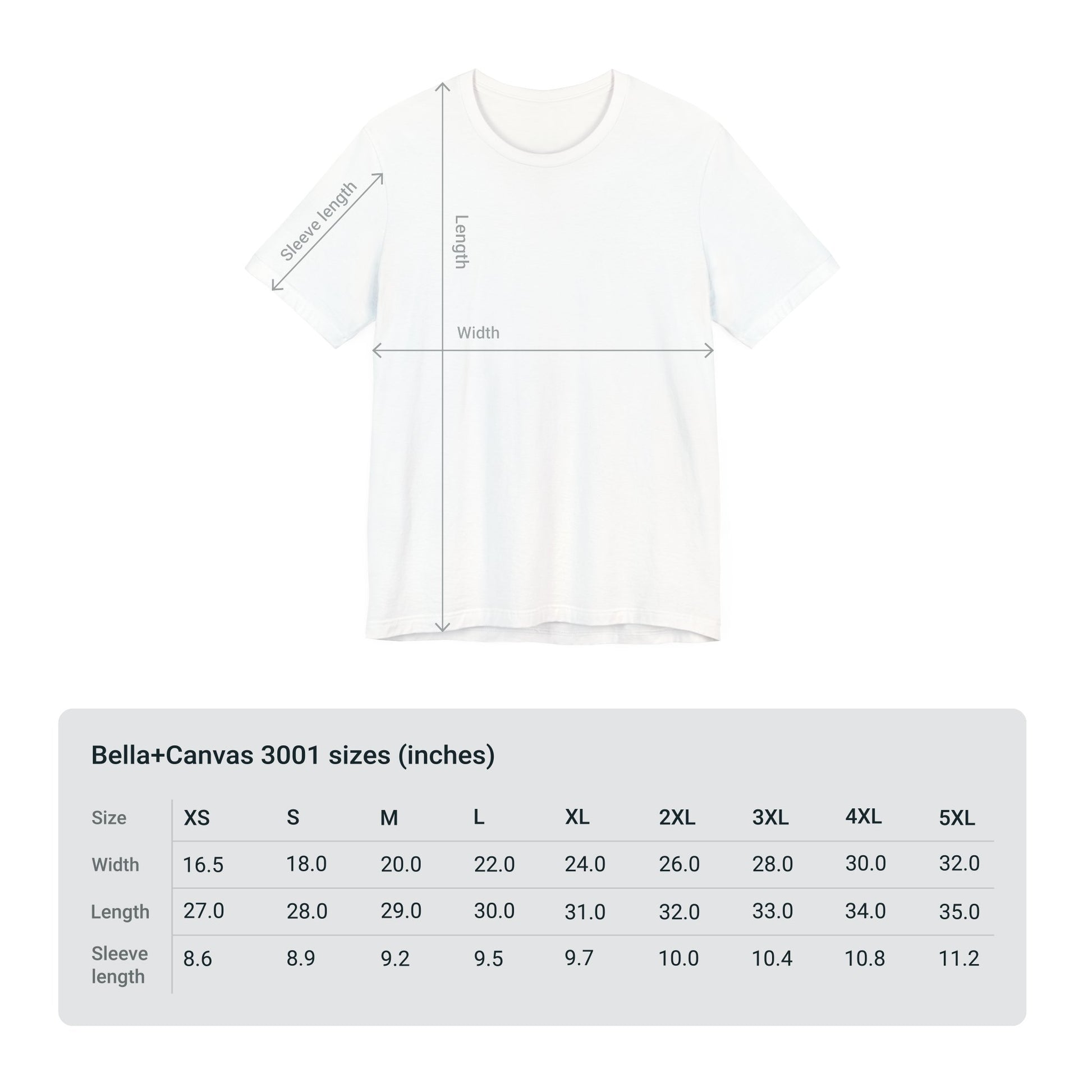 size chart xs-5xl