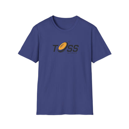 Toss Ultimate Frisbee Company blue Shirt featuring flying frisbee in logo