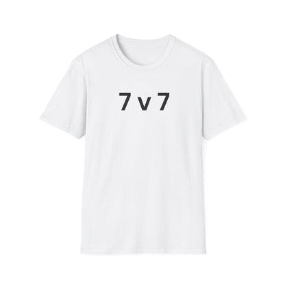 7 v 7 ultimate frisbee shirt with caption 7 v 7 white