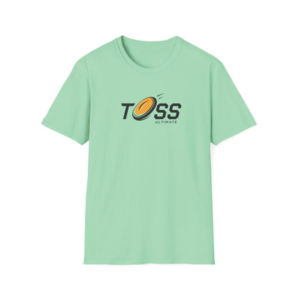 Toss Ultimate Frisbee Company green Shirt featuring flying frisbee in logo