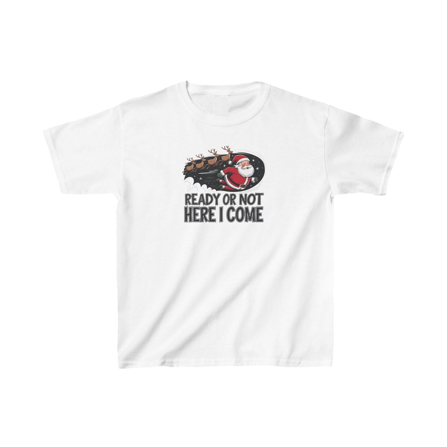 Ready Or Not Here I Come Santa Claus Fun Kid Shirt|Kids Santa Shirt|Christmas Eve Shirt|Santa Surprise Gift