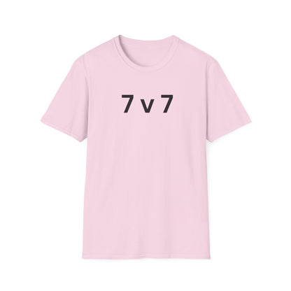 7 v 7 ultimate frisbee pink shirt with caption 7 v 7 