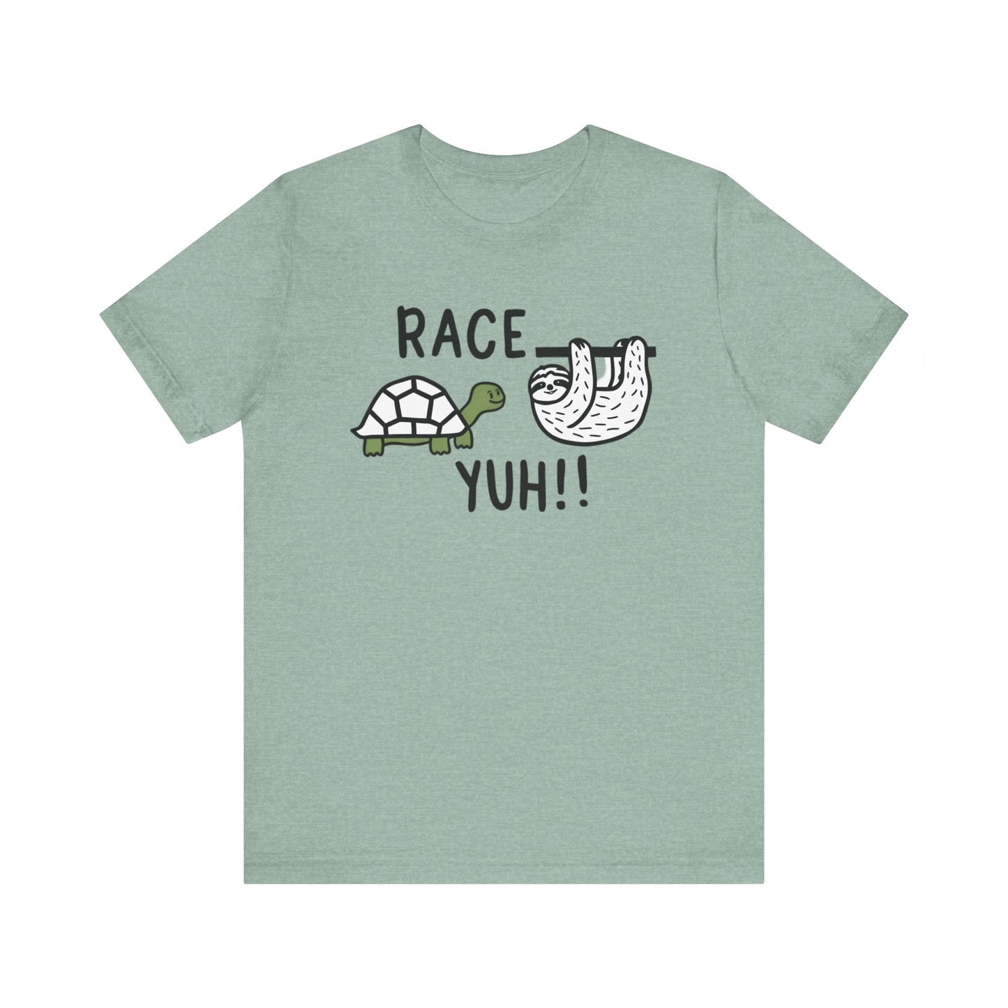 tortoise vs sloth race yuh shirt featuring tortoise challenging sloth