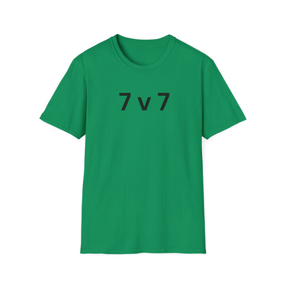 7 v 7 ultimate frisbee green shirt with caption 7 v 7 