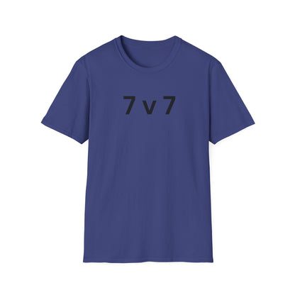 7 v 7 ultimate frisbee blue shirt with caption 7 v 7 