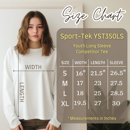 kids long sleeve size chart s-xl