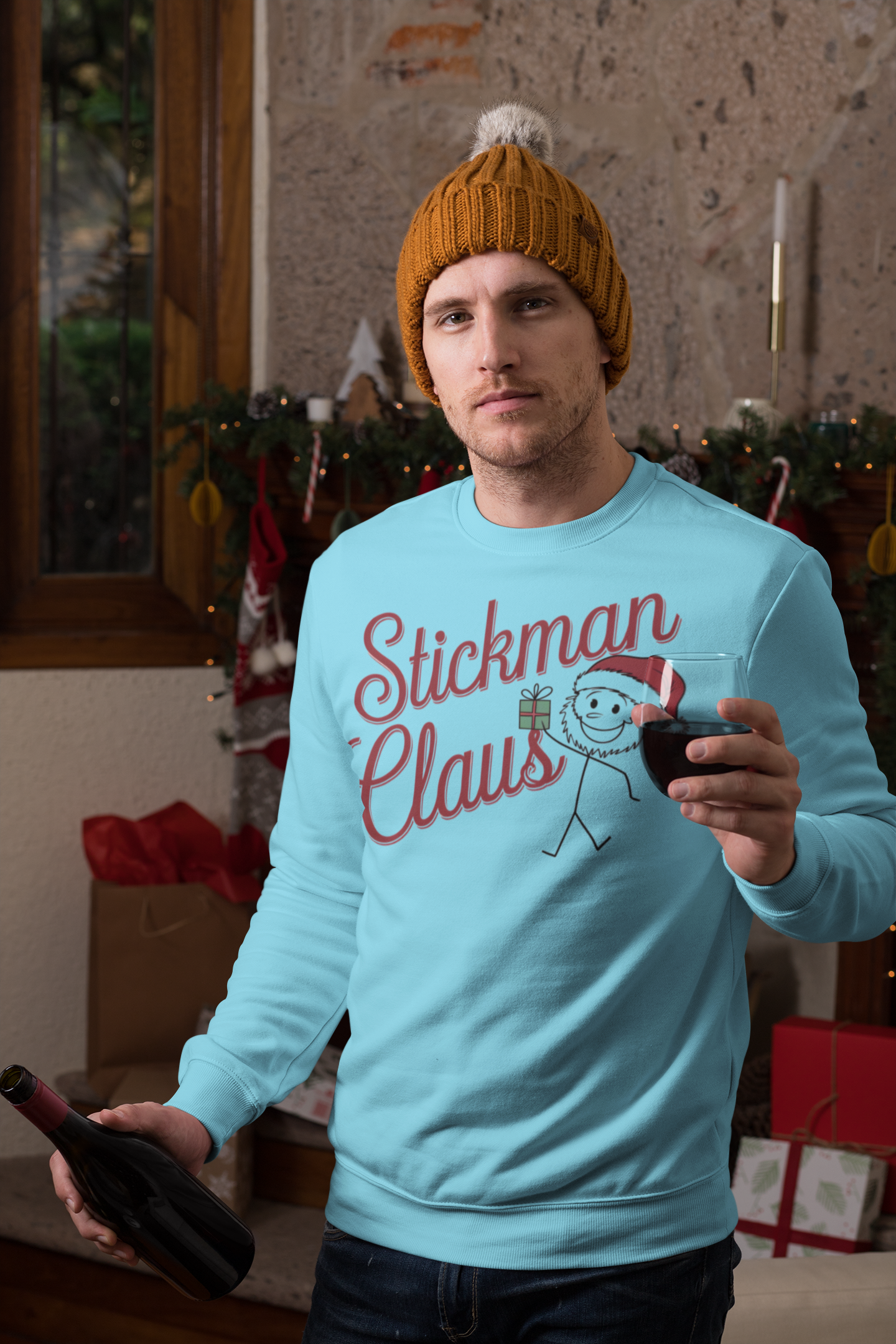 Stickman Santa Claus Funny Sweatshirt | Gift for Santa Lovers| Stickman Fans | Artist Apparel|Unique Santa Shirt