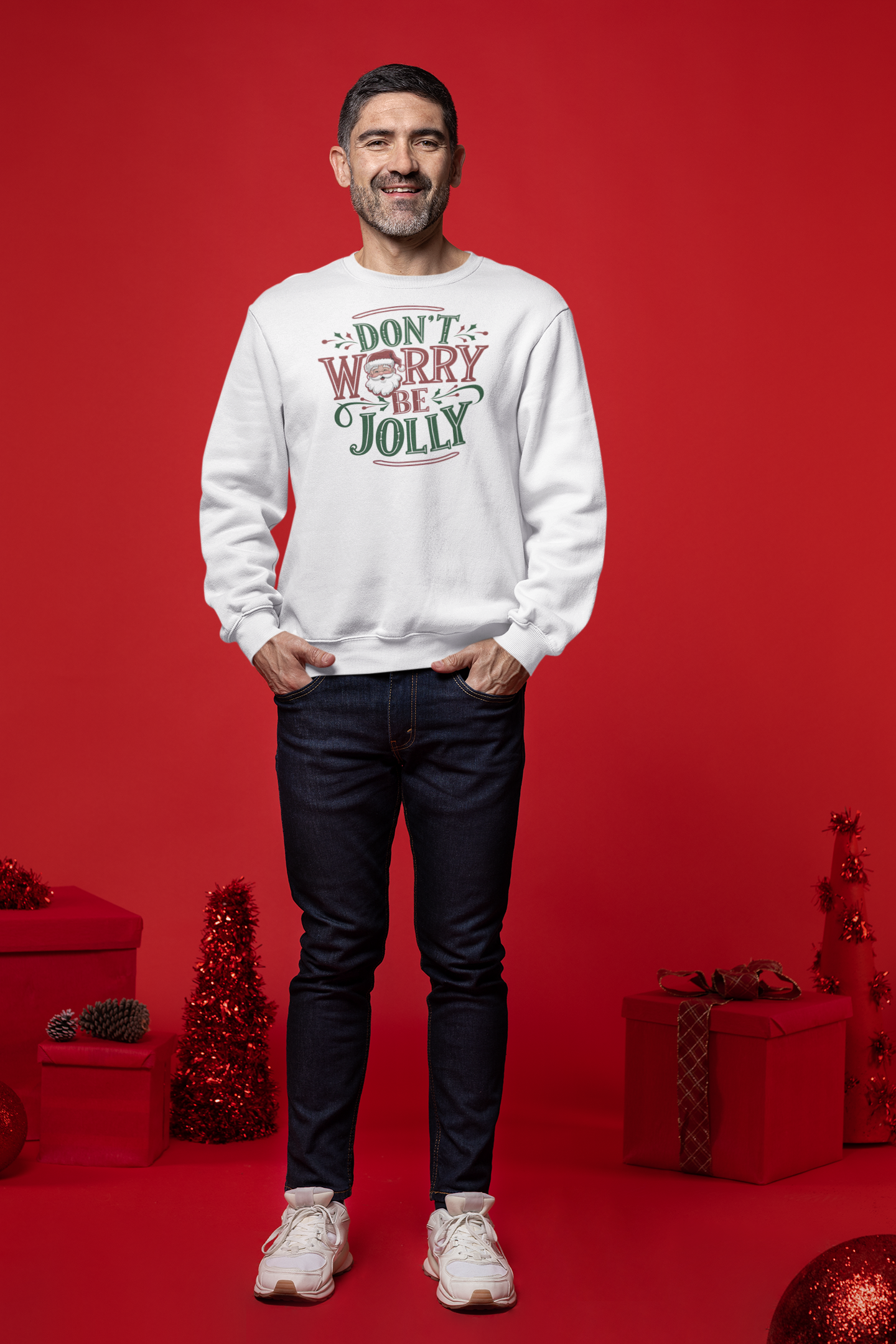 Santa Claus Don't worry be happy christmas sweatshirt