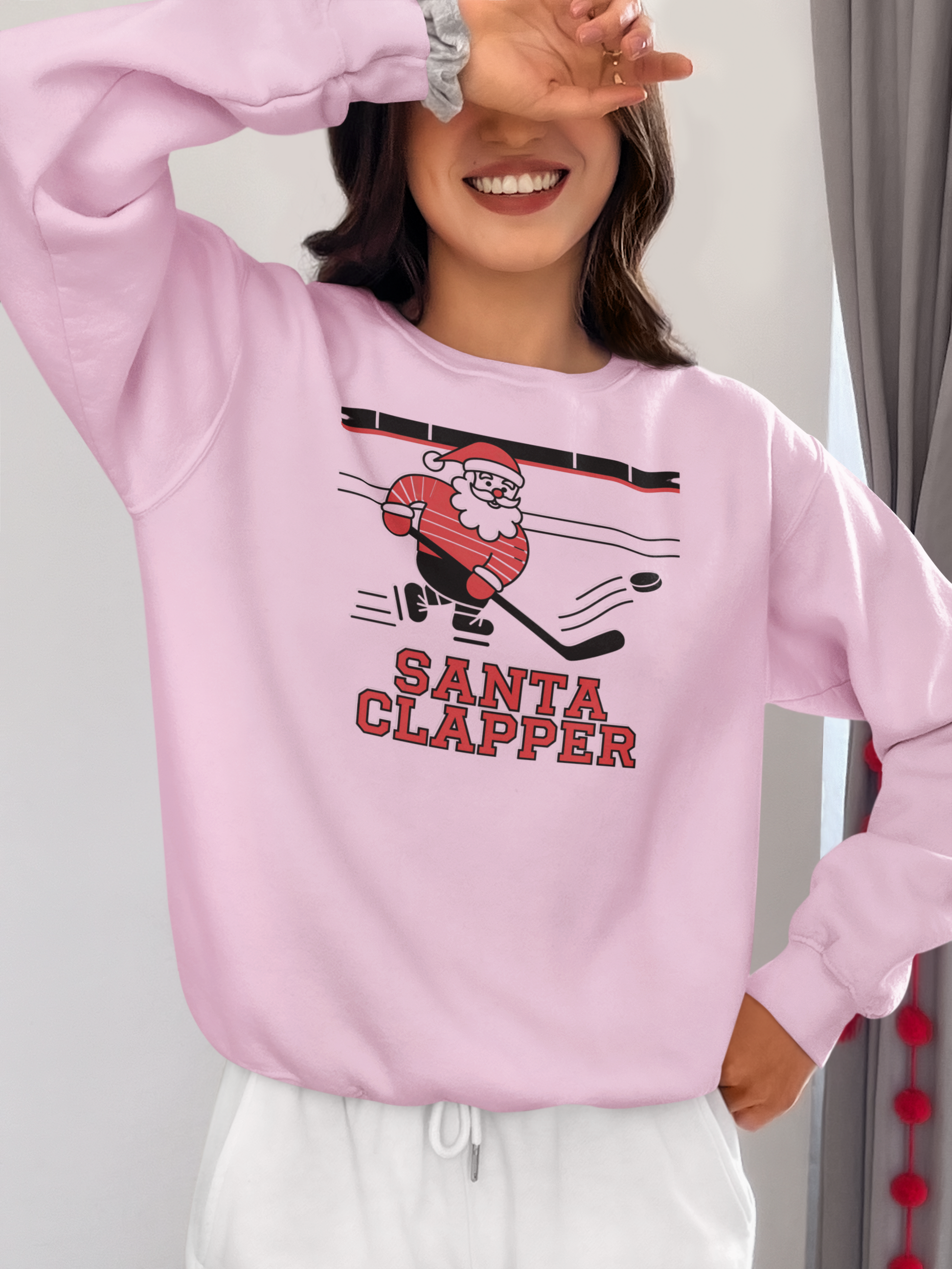 Santa Clapper Long Sleeve Hockey Shirt Hockey Lover Gift
