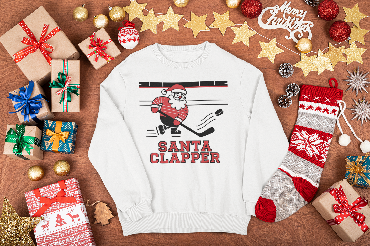 santa hockey player

