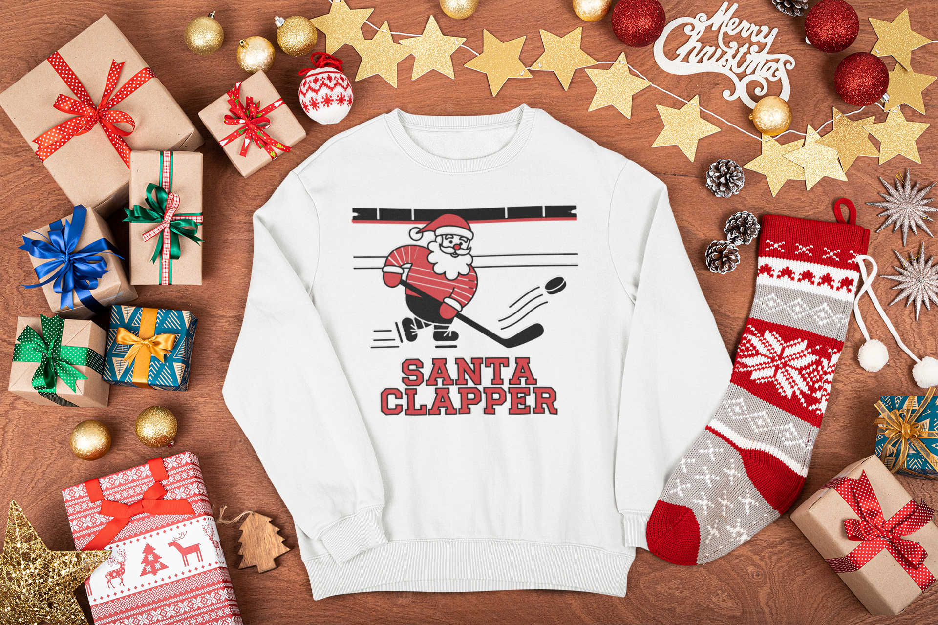 santa hockey player
