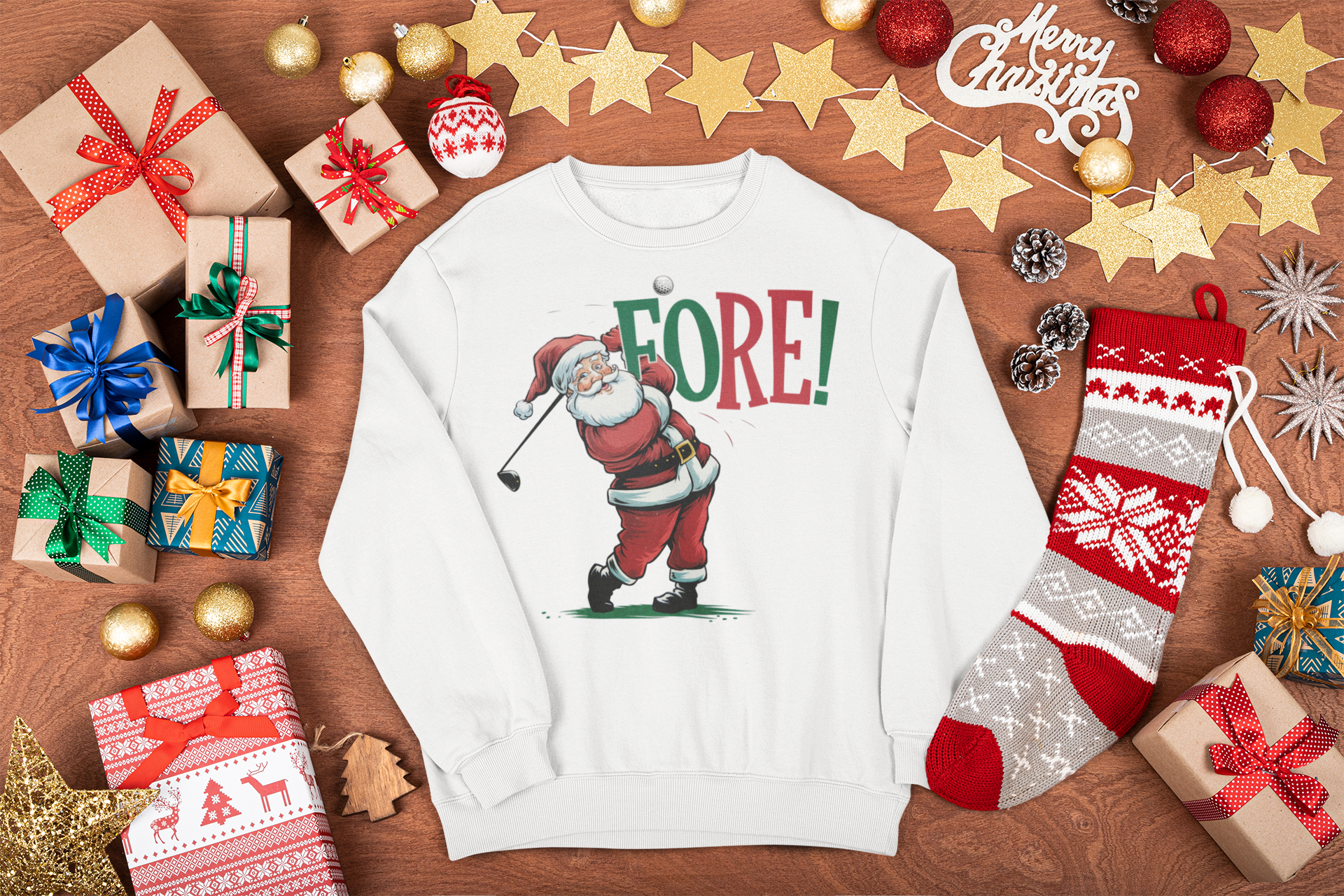 fore golf santa shirt