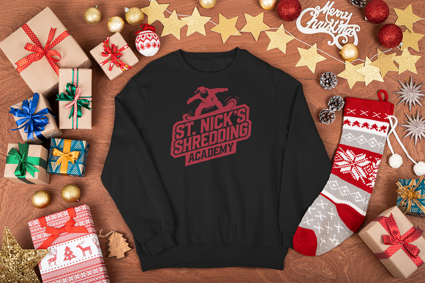 santa snowboarder