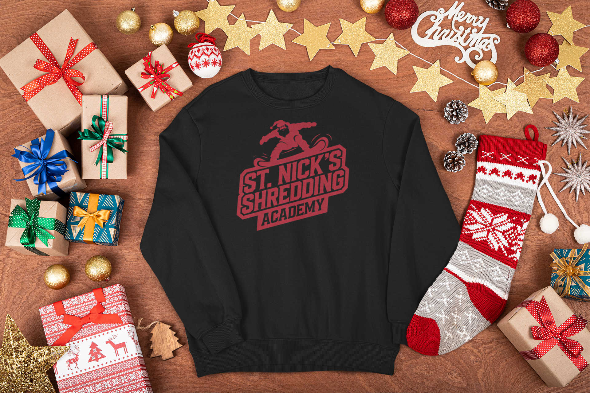 santa snowboarder
