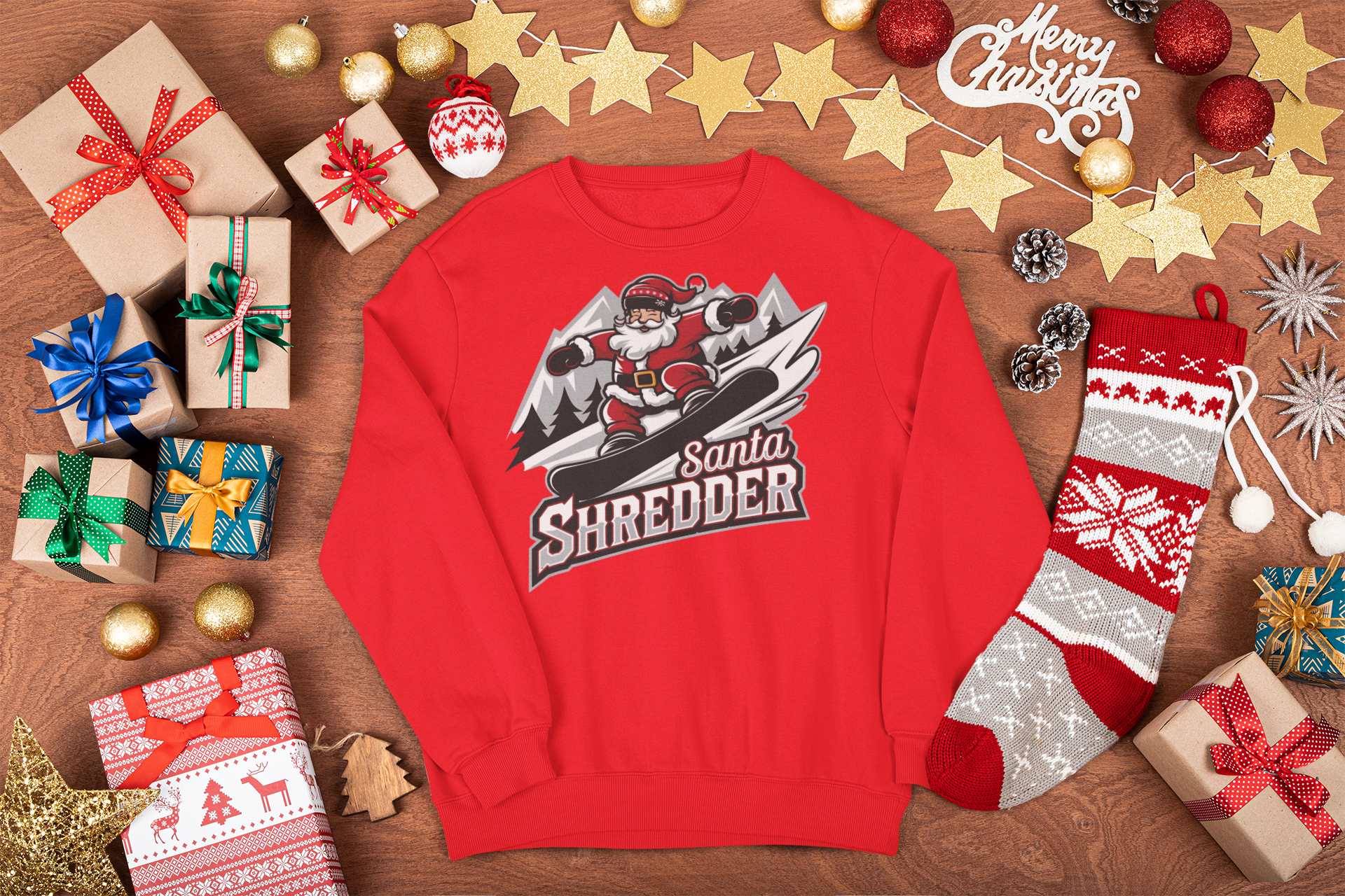 santa claus skier gift