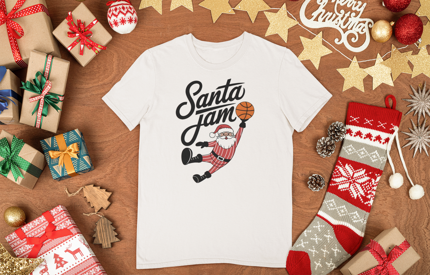 Santa Jam Kids Basketball Shirt|Basketball Gift For Kids|Santa Claus Fan|Basketball Holidays|Sports Santa