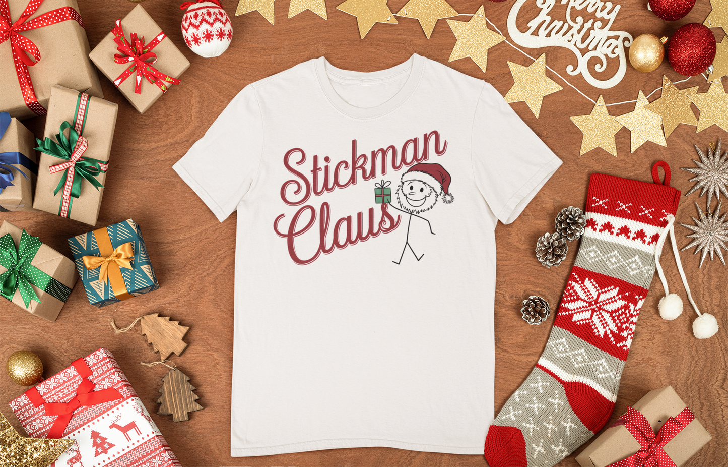 stickman christmas santa shirt
