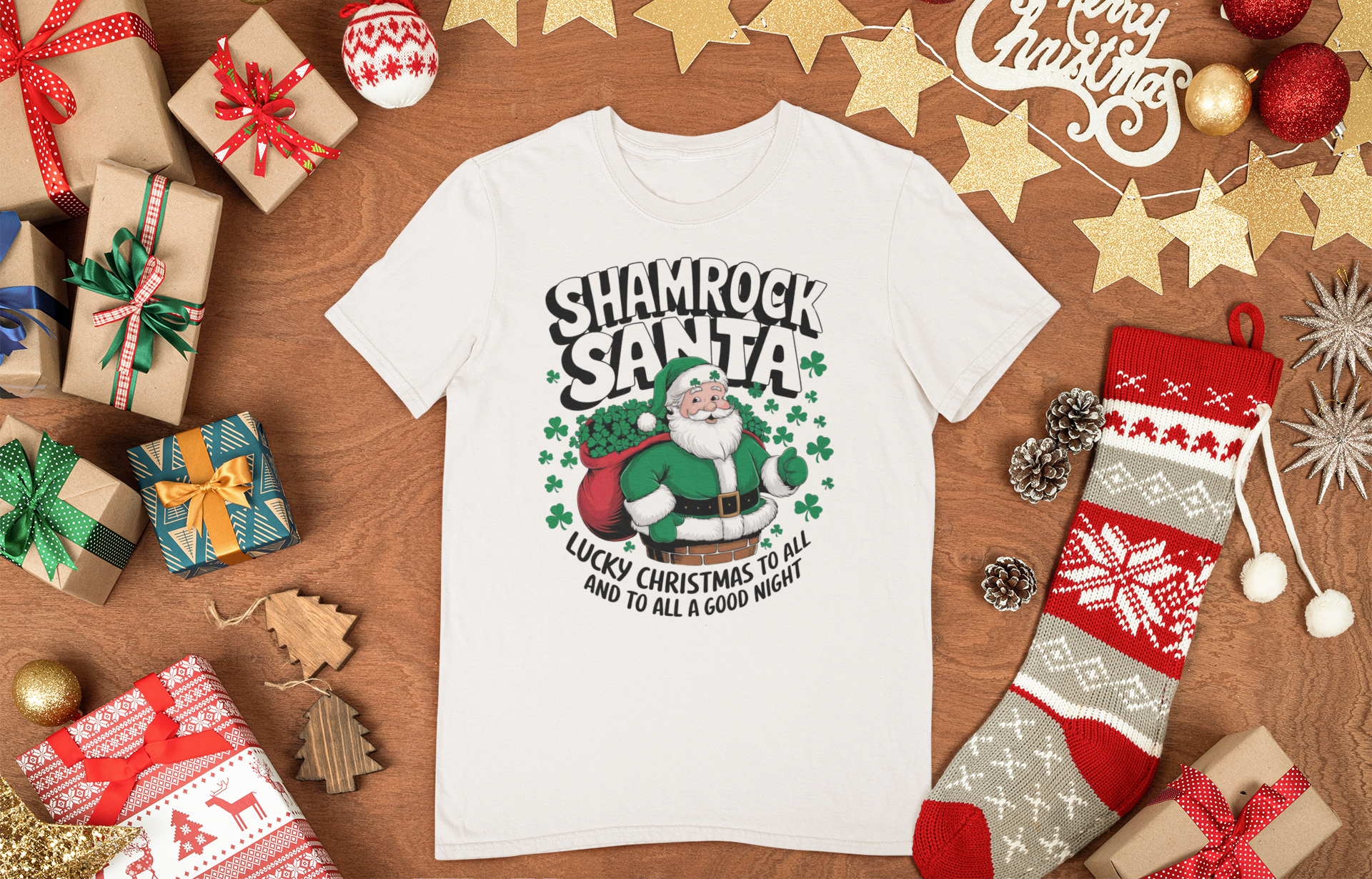 santa shamrock shirt
