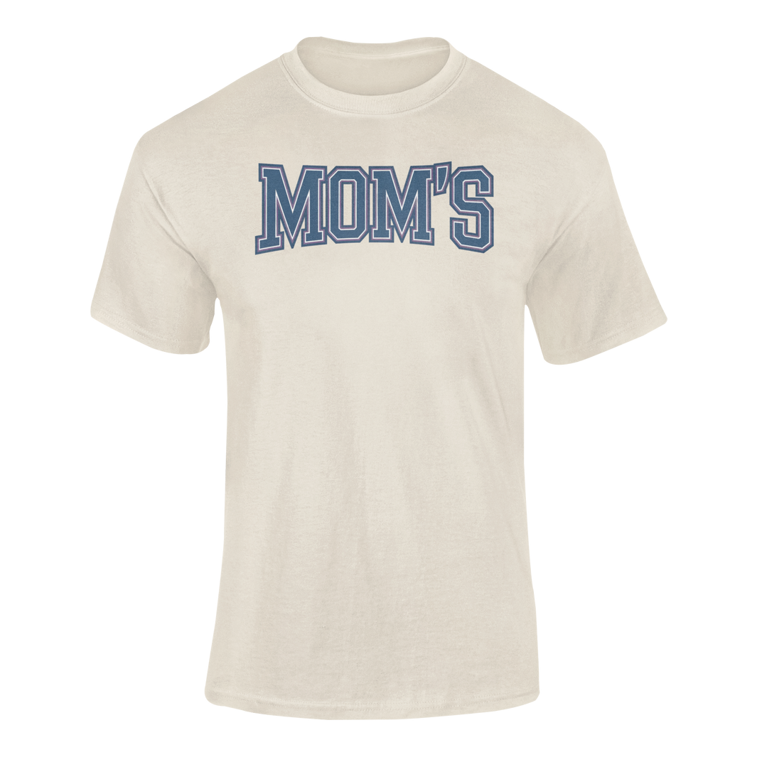 a collegiate style logo with the caption Mom's