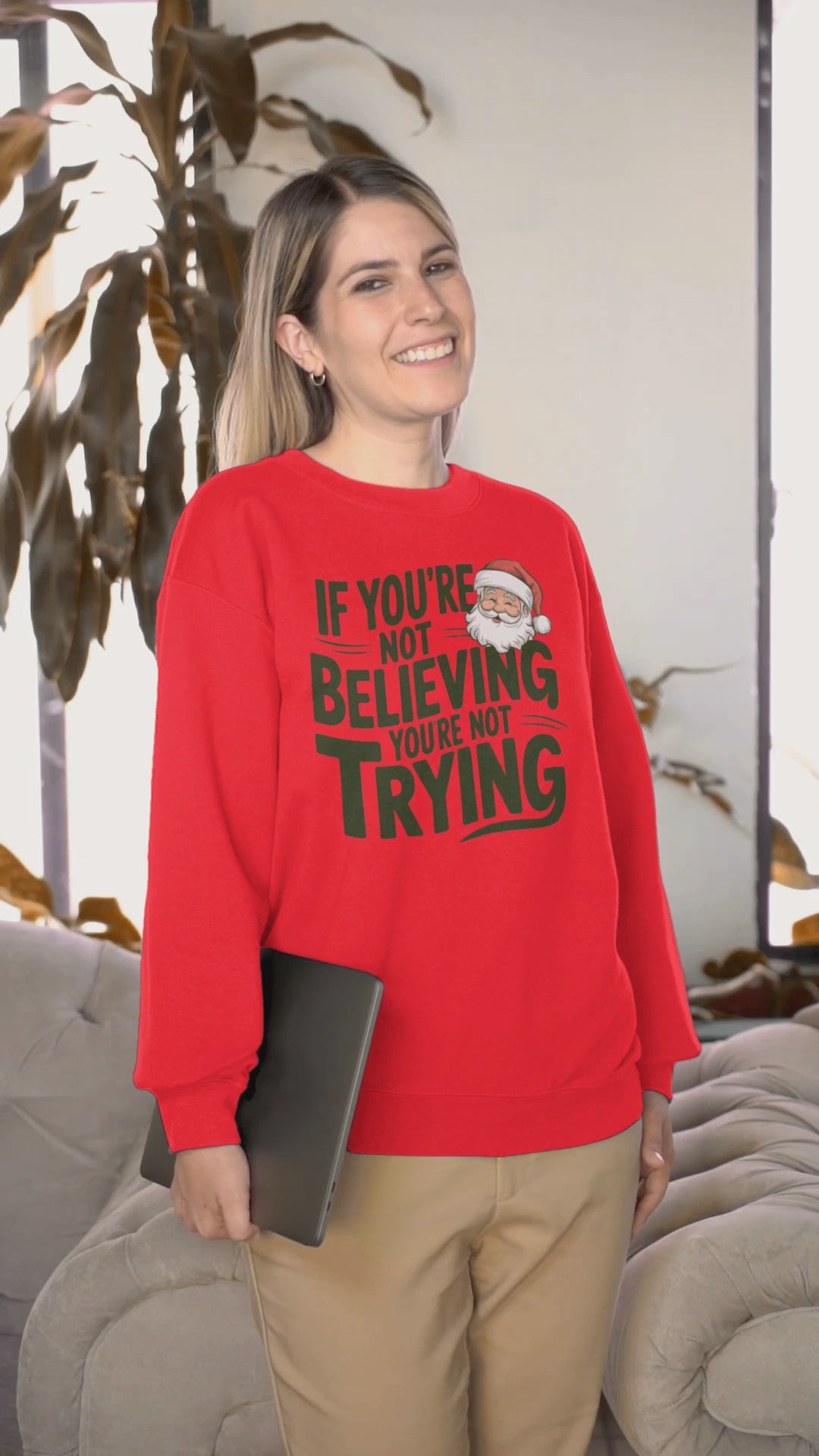 If You're Not Believing You're Not Trying Sweatshirt Santa Claus Believer Santa Gift video