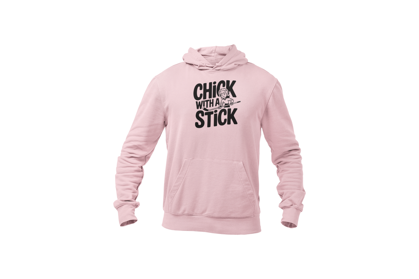 A hoodies with the hockey slogan Chick With A Stick