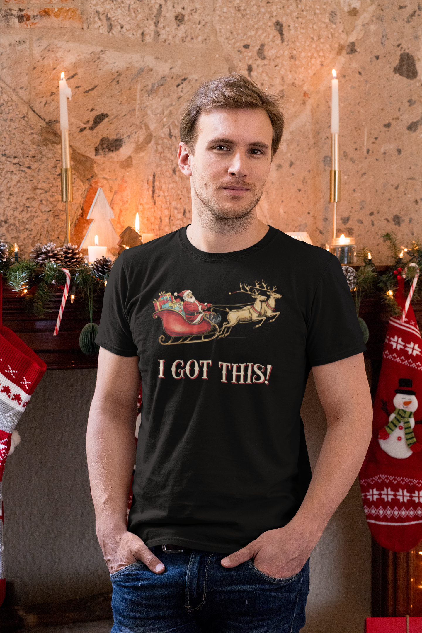 funny santa reindeer shirt