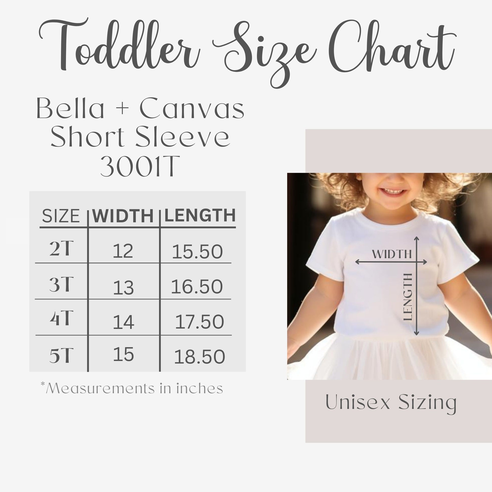 size chart from 2t-5t